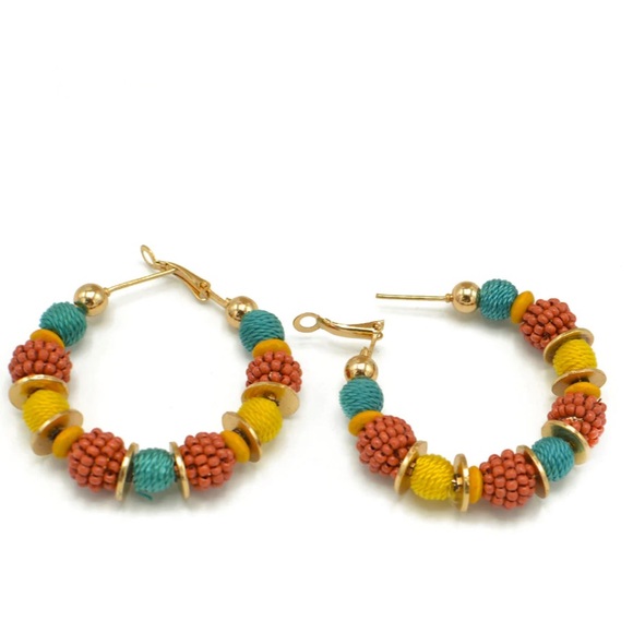 Gold Multi Color Earrings - Picture 3 of 3
